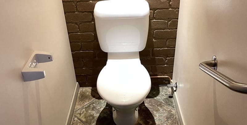 A newly installed toilet